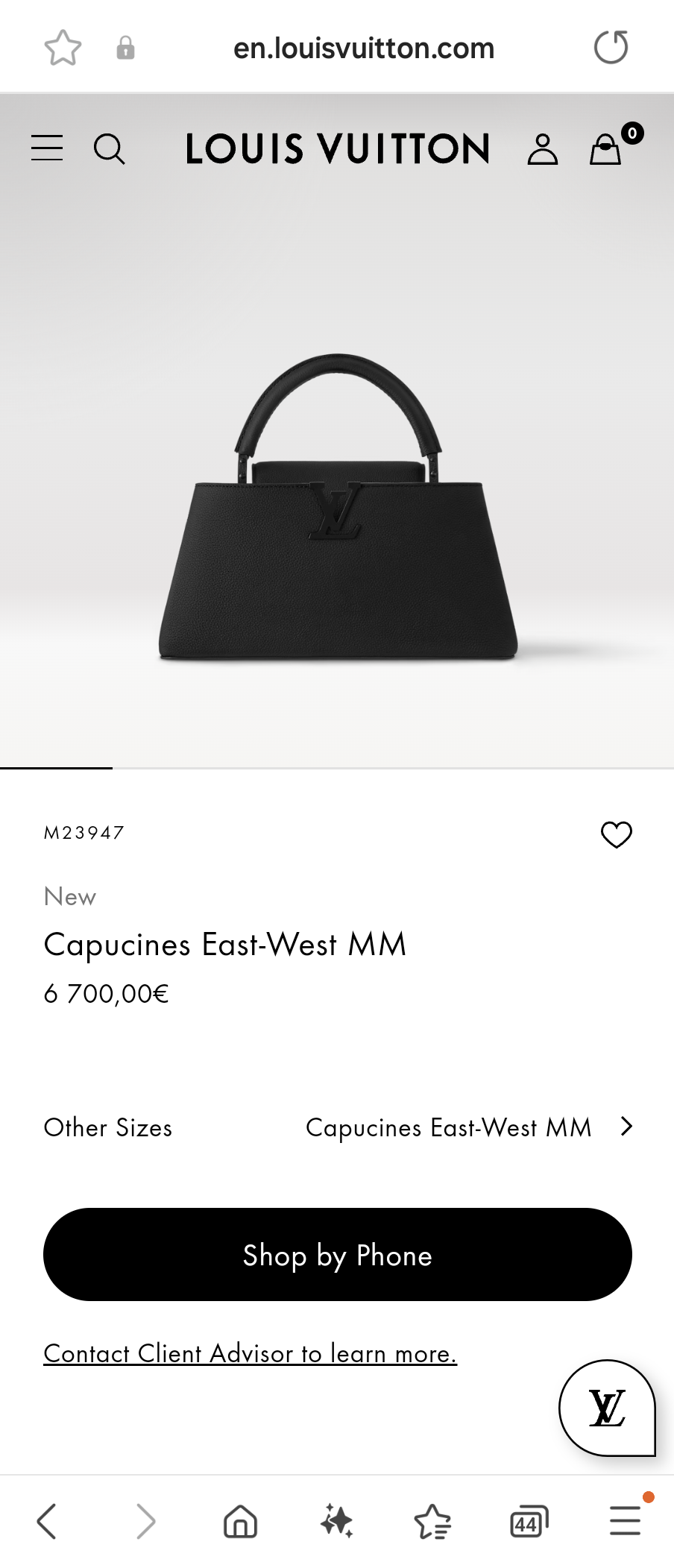루이비통 M23947 뉴 카푸신 이스트-웨스트 MM