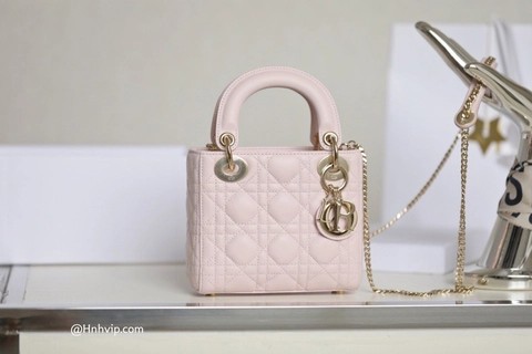MINI LADY DIOR 백 클라우드 핑크 까나쥬 양가죽