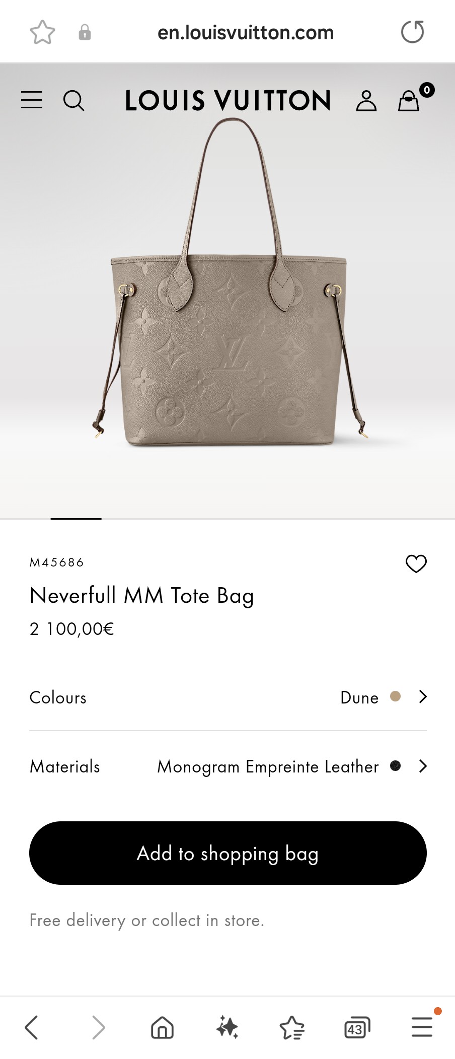 루이비통 M45686 네버풀 MM 토트백