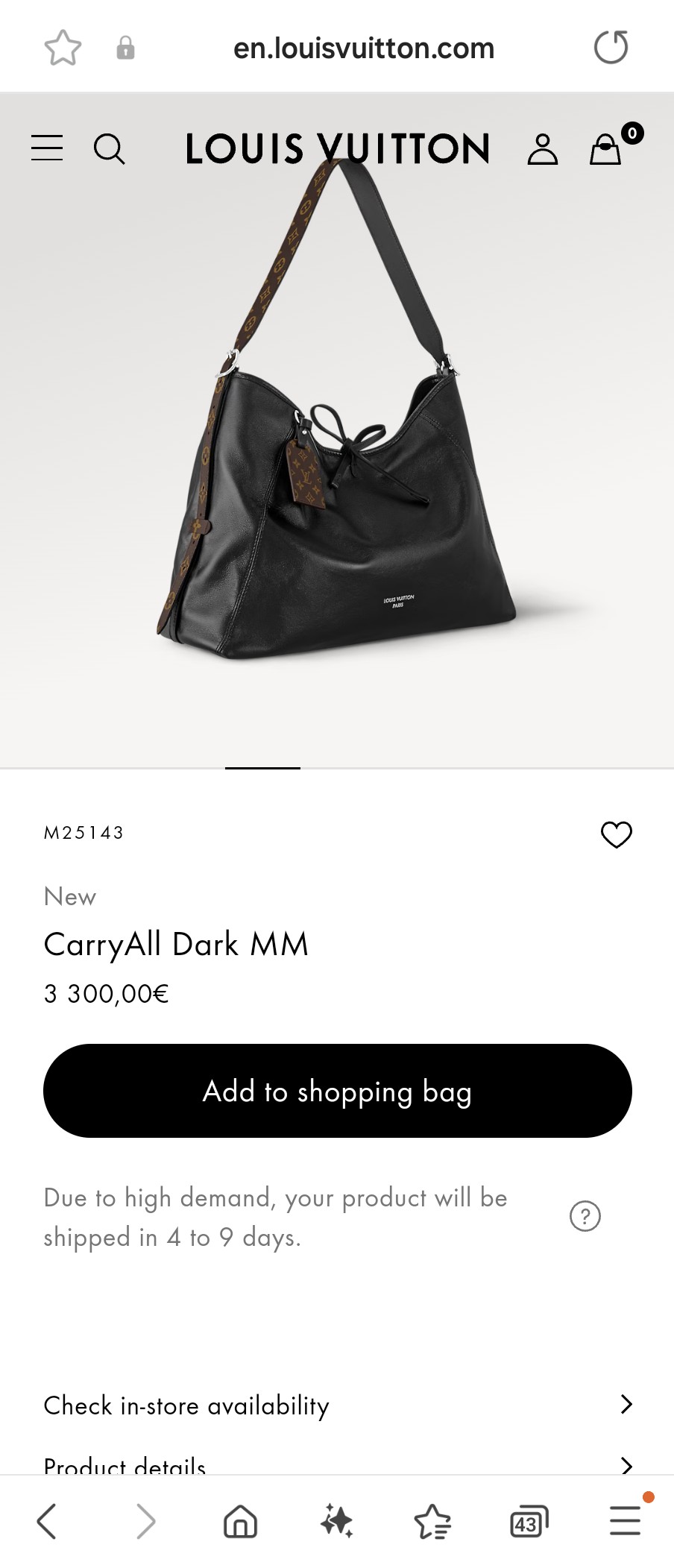 루이비통 M25143 뉴 캐리올 다크 MM