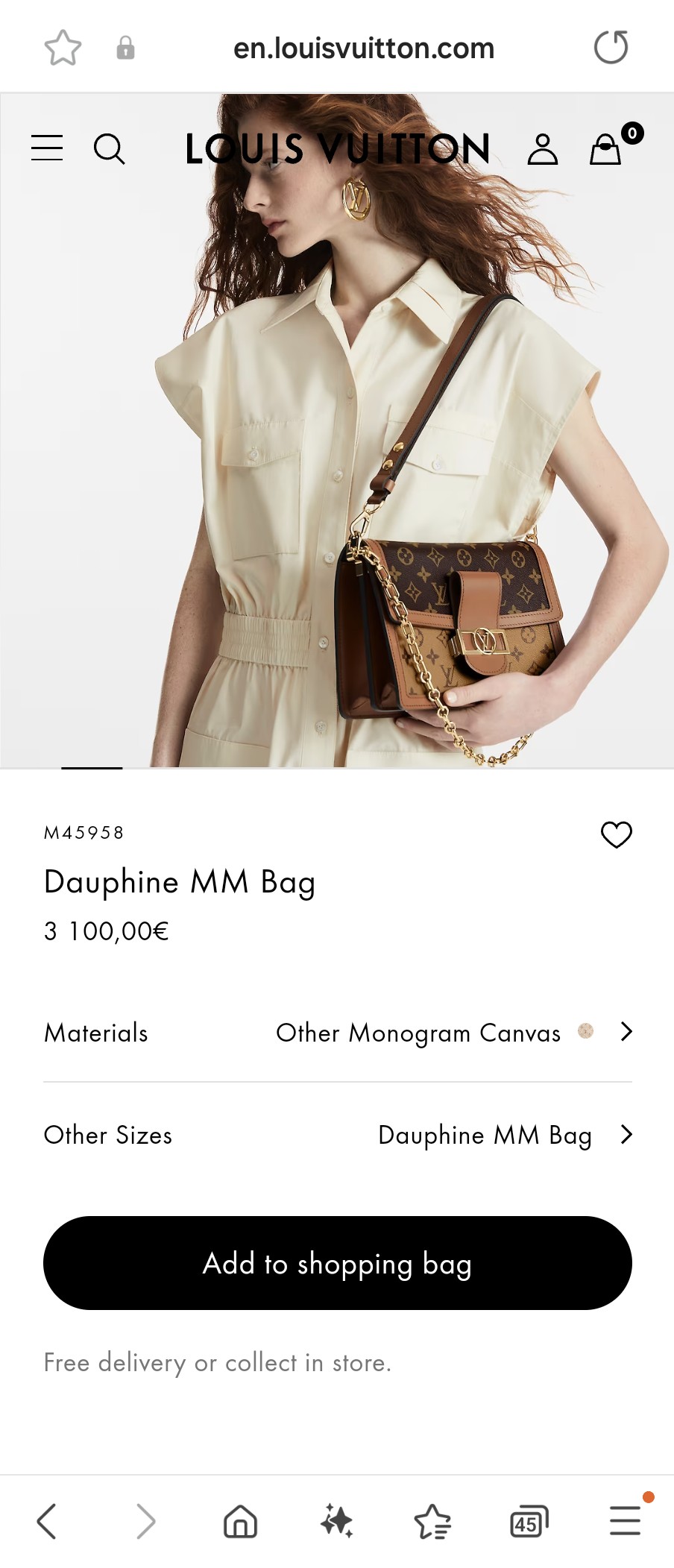 루이비통 M45958 도핀 MM 백