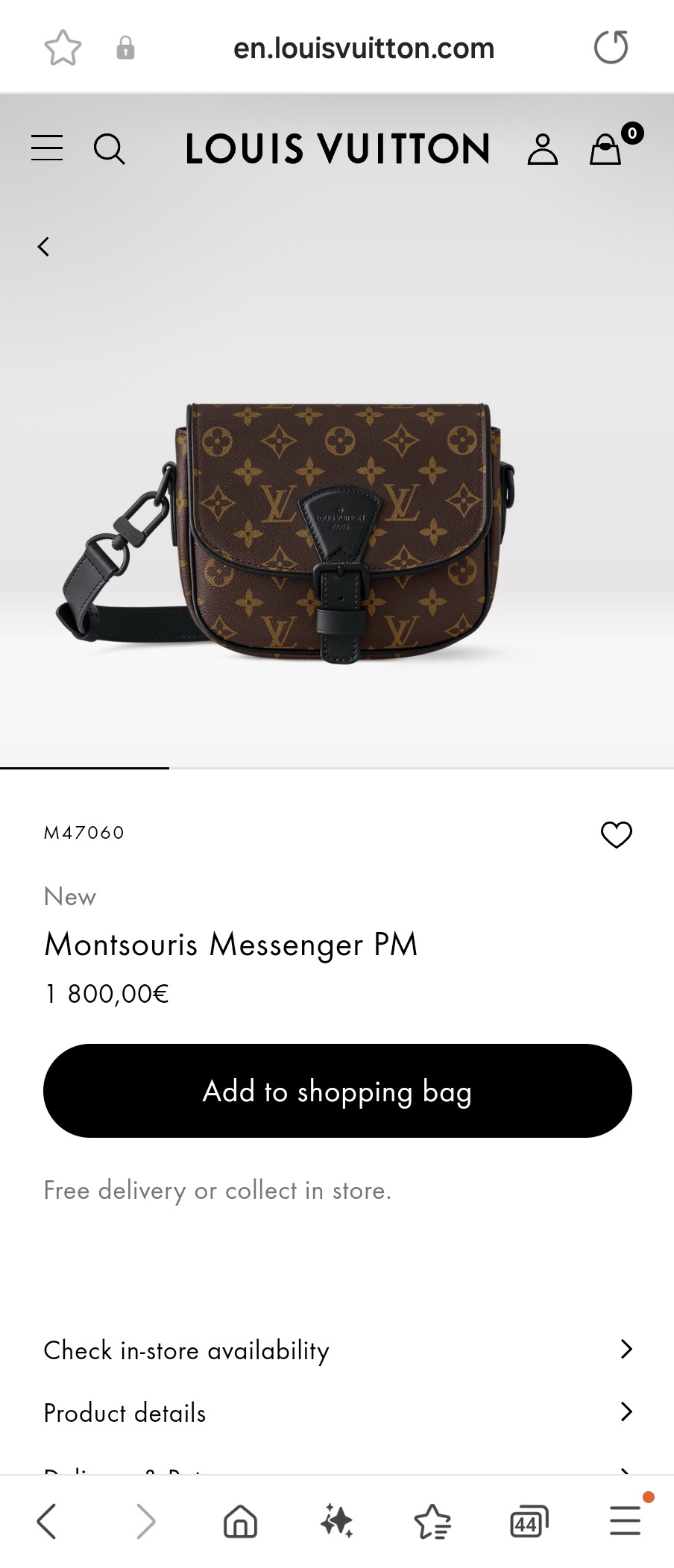 루이비통 M47060 몽수리 메신저 PM​ Lv1