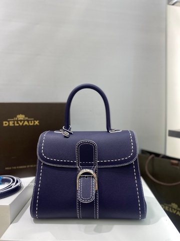 Delvaux Brillant MM Surpiqué 그레인 송아지 가죽 블루