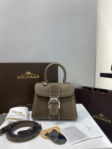 Delvaux Brillant Mini Surpiqué 그레인 송아지 가죽 그리 에투프