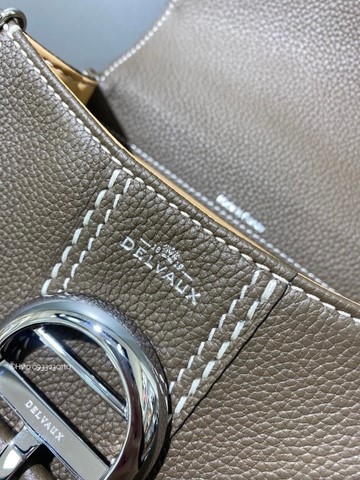 Delvaux Brillant Mini Surpiqué 그레인 송아지 가죽 그리 에투프