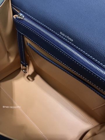 Delvaux Brillant MM Surpiqué 그레인 송아지 가죽 네이비