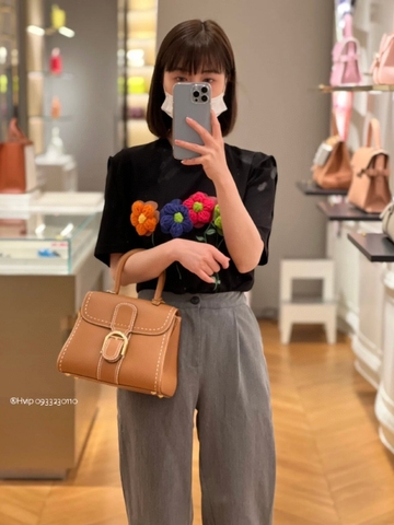 Delvaux Brillant PM Surpiqué 그레인 송아지 가죽 베지탈 아이보리
