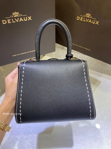Delvaux Brillant Mini Surpiqué 그레인 송아지 가죽 블랙