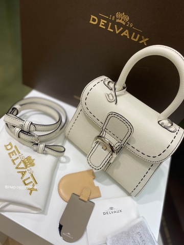 Delvaux Brillant Mini Surpiqué 그레인 송아지 가죽 화이트