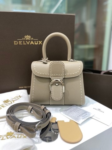 Delvaux Brillant Mini Surpiqué 그레인 송아지 가죽 Tourterelle I - 아이보리
