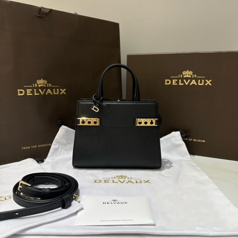 Delvaux Tempête Crush Small Silky 카프스킨 블랙