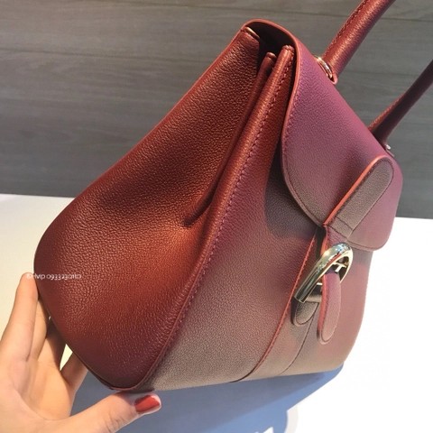 Delvaux Brillant MM 로데오 송아지 가죽 로즈우드