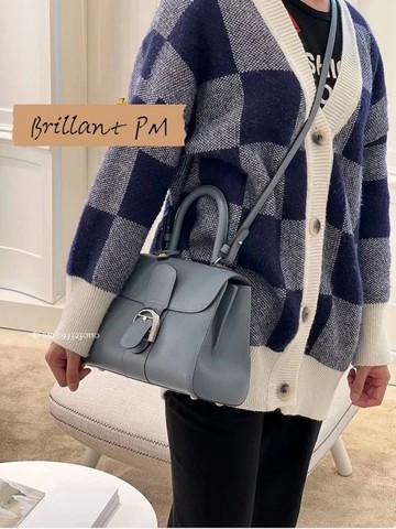 Delvaux Brillant MM 로데오 송아지 가죽 아주르